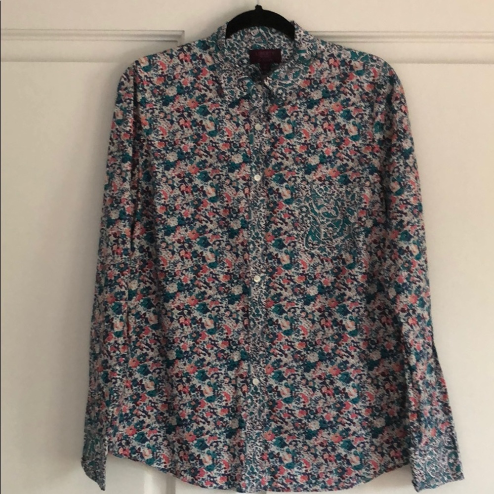 Super cute Liberty floral mixed print button down